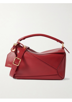 LOEWE - Featherlight Puzzle Small Textured-leather Shoulder Bag - Burgundy - One size