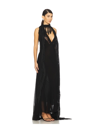 Blumarine Embroidered Georgette Dress in Black. Size 38. Also in 36.