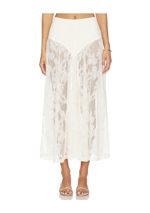 Bardot Hildie High Waisted Midi Skirt in Beige. Size 10. Also in 4, 2, 6, 8, 12.