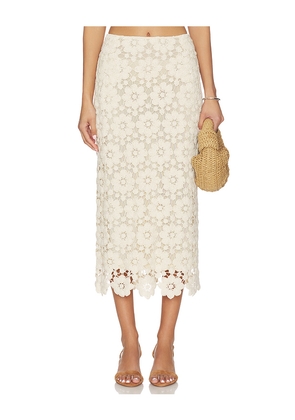 Bardot Veneta Crochet Midi Skirt in Beige. Size L. Also in S, XS, M, XL.