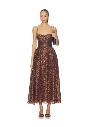 Bardot Estie Printed Maxi Dress in Brown. Size 10. Also in 4, 2, 6, 8.
