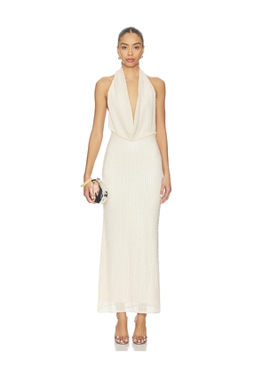 Bardot Nola Sequin Cowl Maxi Dress in Ivory. Size 10. Also in 4, 2, 6, 8, 12.