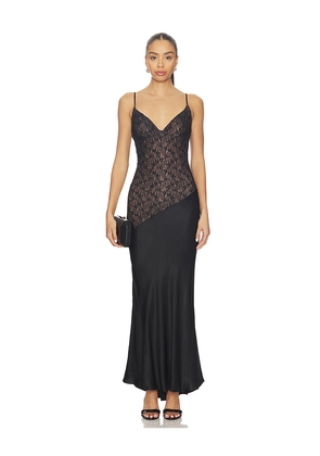 Bardot Aralia Lace Satin Maxi Dress in Black. Size 10. Also in 4, 2, 6, 8, 12.