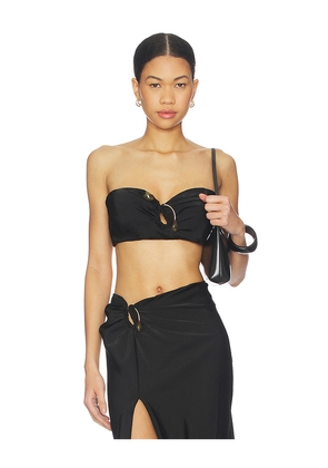 Bardot Dylan Satin Bandeau Top in Black. Size 10. Also in 4, 2, 6, 8, 12.