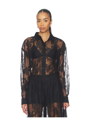 Bardot Aleida Oversized Lace Shirt in Black. Size 10. Also in 4, 2, 6, 8.