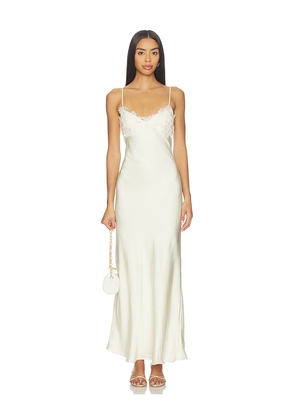 Bardot Elisan Lace Satin Maxi Dress in Lemon. Size 10. Also in 12, 4, 6, 8.