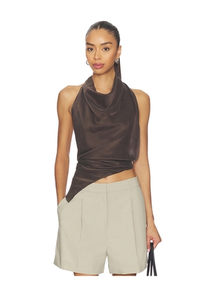 EAVES Frida Silk Top in Chocolate. Size L. Also in XS, S, M, XL.
