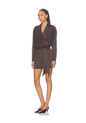 EAVES Gaia Silk Mini Dress in Brown. Size L. Also in XS, XXS, S, M, XL.