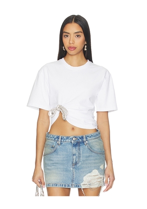 AREA Crystal Knot T-Shirt in White. Size L. Also in M.