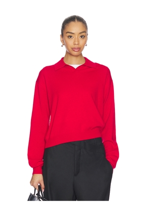 EAVES Whinifred Knit Polo in Red. Size L. Also in XS, XXS, S, M, XL.