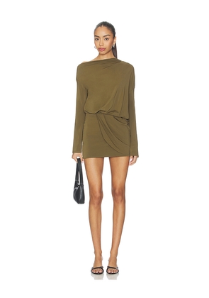 EAVES Desi Mini Dress in Olive. Size L. Also in XS, XXS, S, M, XL.