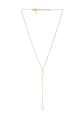 Casa Clara Liliana Lariat Necklace in Metallic Gold,White.