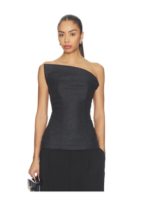 EAVES Helge Wool Flannel Structured Top in Charcoal. Size L. Also in XS, S, M, XL.