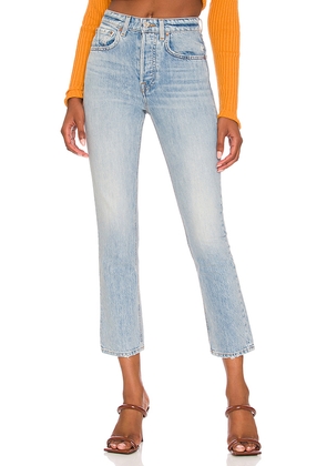 GRLFRND Karolina High Rise Straight Crop Jeans in Denim-Light. Size 31. Also in 30.