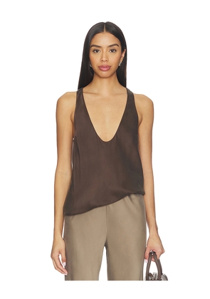 EAVES Vivian Silk Top in Chocolate. Size L. Also in S, M, XL.