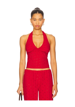 Frankies Bikinis Cora Eyelet Halter in Red. Size M. Also in L.