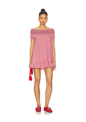 Frankies Bikinis Ruby Poplin Mini Dress in Red. Size S. Also in XS.