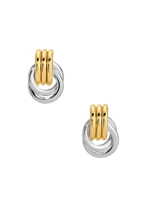 Heaven Mayhem Micro Knot Earring in Metallic Gold,Metallic Silver.