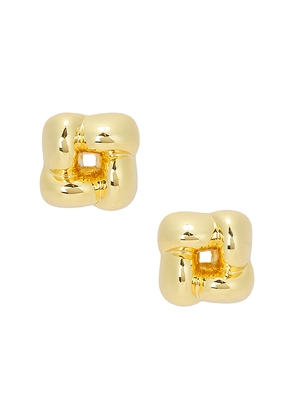 Jenny Bird Mini Woven Square Earrings in Metallic Gold.