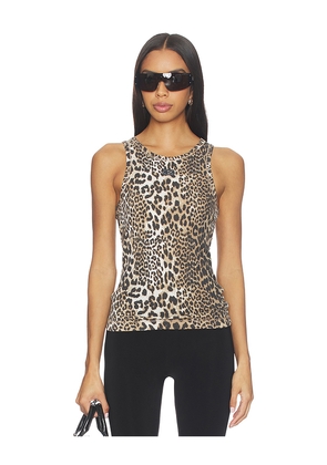 Ganni Soft Rib Knit Tank Top in Brown. Size S. Also in XS.