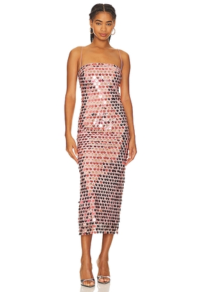 The New Arrivals by Ilkyaz Ozel Phoenix Midi Dress in Rose. Size 36/4. Also in 38/6.