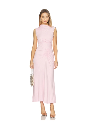 SIMKHAI Acacia Draped Jersey Dress in Pink. Size XL. Also in XS, S.