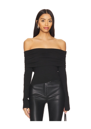 MORE TO COME Andrea Off Shoulder Top in Black. Size M. Also in XS, XXS.