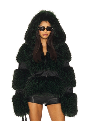 Kim Shui Memphy Faux Fur Coat in Green. Size S. Also in XS, XL.