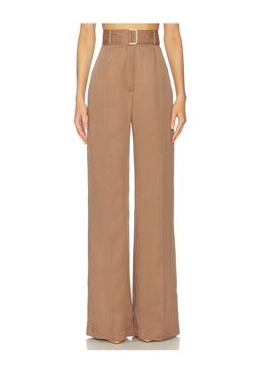 MATTHEW BRUCH Belted Wide Leg Trouser in Brown. Size 2. Also in 0.