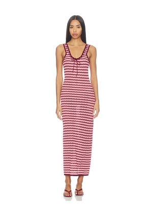 LSPACE Rosalie Maxi Dress in Pink,Burgundy. Size L. Also in S, XS, M, XL.