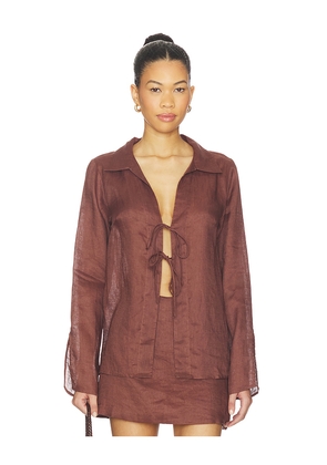 LSPACE Venice Shirt in Brown. Size L. Also in M, S, XL, XS.