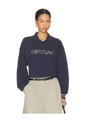 OFF-WHITE Script Logo Polo Sweater in Dark Sapphire in Navy. Size M. Also in XS.
