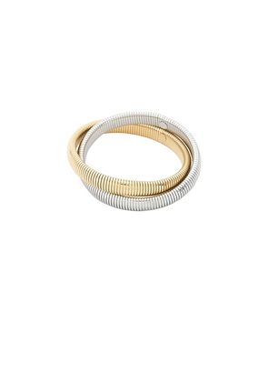 Luv AJ The Two Tone Flex Snake Chain Bracelet in Metallic Gold,Metallic Silver.