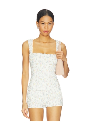 MAJORELLE Lilia Top in White,Blue. Size L. Also in XXS, XS, S, M, XL.