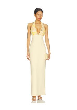 MAJORELLE Maizie Gown in Lemon. Size L. Also in XXS, XS, S, M, XL.