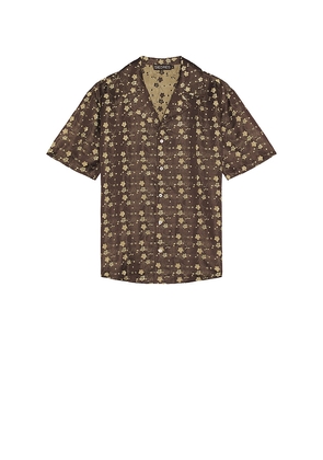 SIEDRES X Fwrd Resort Collar Short Sleeve Shirt in Chocolate. Size M. Also in S.