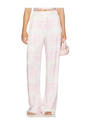 LoveShackFancy Helia Pant in White,Pink. Size L. Also in S, XXS, XS, M, XL.