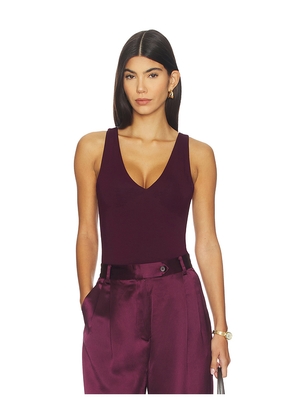 SANS FAFF Plunge V Bodysuit in Wine. Size M. Also in XS, S.