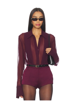 SANS FAFF Meghan Panelled Silk Blouse in Burgundy. Size M. Also in XS, S.