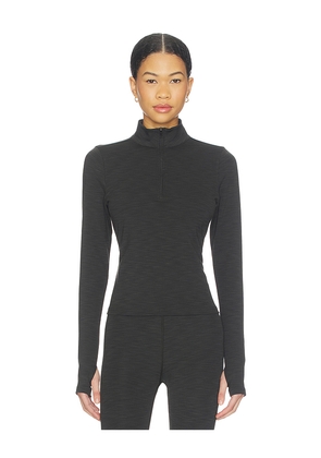 Splits59 Stevie Active Rib Half Zip Waist Length Top in Black. Size L. Also in S, XS, M, XL.