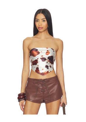 superdown Cosima Top in White,Brown. Size L. Also in XS, XXS, S, M, XL.