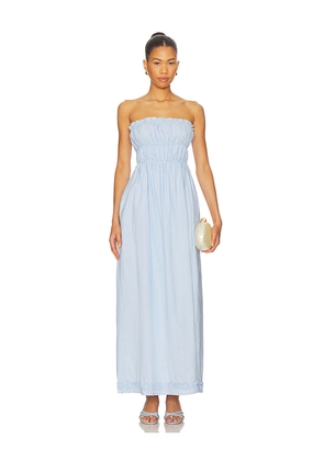 SNDYS Ines Strapless Maxi Dress in Baby Blue. Size L. Also in S, XXS, XS, M, XL, XXL.