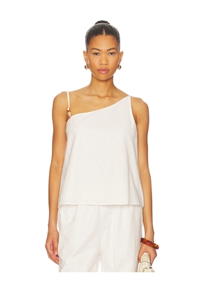 SNDYS Ismene One Shoulder Top in White. Size L. Also in S, XXS, XS, M, XL, XXL.