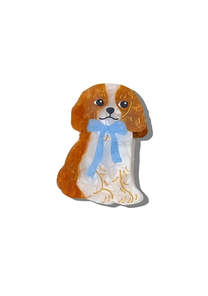 Solar Eclipse Hand-Painted King Charles Claw Clip in Brown.