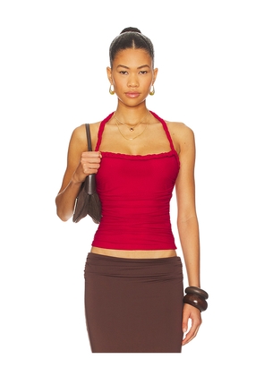 SNDYS Gianna Ruched Halterneck Top in Red. Size L. Also in S, XXS, XS, M, XL, XXL.