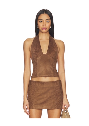 Runaway The Label Kitty V-neck Halter Top in Chocolate. Size L. Also in S, XS, M, XL, XXL.