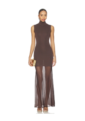 SEROYA Amine Knit Maxi Dress in Brown. Size L. Also in M, S, XS.