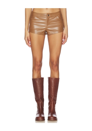 superdown Gianna Faux Leather Shorts in Tan. Size L. Also in XXS, XS, S, M, XL.