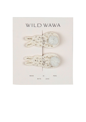 Wild Wawa Kids Crochet Clip Set in Cream.