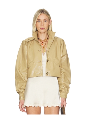 WeWoreWhat Balloon Sleeve Stand Collar Jacket in Taupe. Size S. Also in XS.